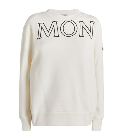 Shop Moncler Cotton Logo Sweatshirt In White