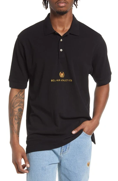 Shop Bel-air Athletics Academy Embroidered Logo Polo In 99 Black