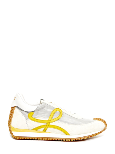Shop Loewe Flow Runner Sneakers In Argento/bianco