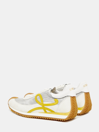 Shop Loewe Flow Runner Sneakers In Argento/bianco