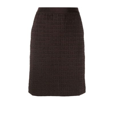Shop Givenchy Brown 4g Monogram Skirt