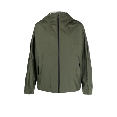 Shop Givenchy Green Logo Embossed Shell Jacket
