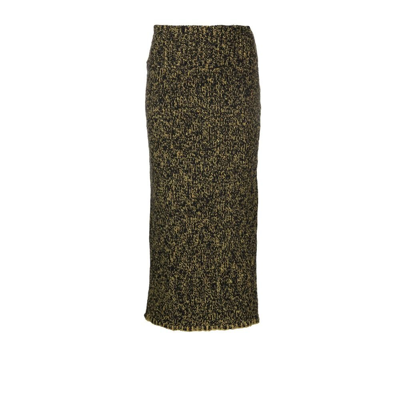 Shop Ulla Johnson Giordana Mélange Knitted Midi Skirt - Women's - Wool/polyamide/viscose In Green