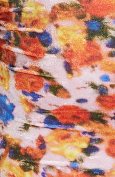 Shop Isabel Marant Goji Floral Print Crushed Velvet Minidress In Orange