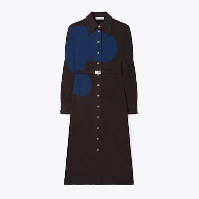 Shop Tory Burch Colorblock Jersey Knit Polo Dress In Dark Carob