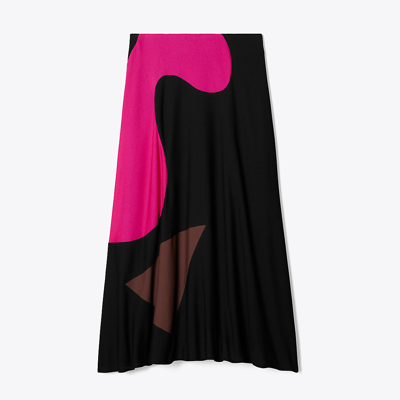 Shop Tory Burch Colorblock Knit Skirt In Black