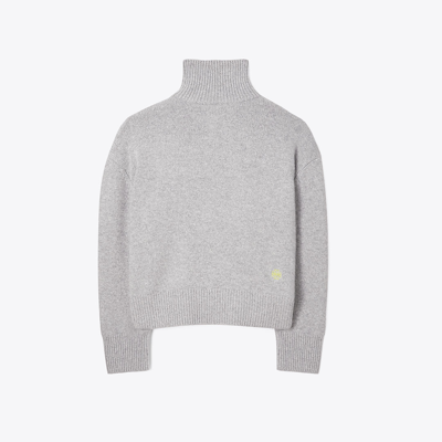 Shop Tory Sport Cashmere Relaxed Turtleneck In Medium Grey Heather