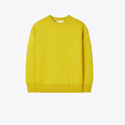 Shop Tory Burch Relaxed Crewneck Sweater In Bright Pear