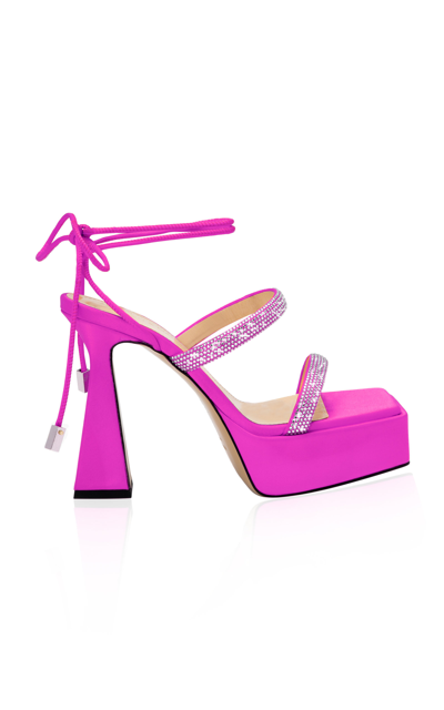 Shop Mach & Mach Women's Devon Satin Platform Sandals In Pink