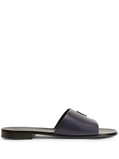 Shop Giuseppe Zanotti Darrin Flash Slides In Blau