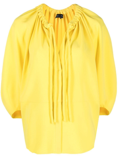 Proenza Schouler Gathered-detail Tie-fastening Blouse In Yellow