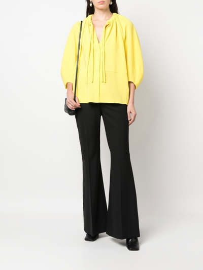 Proenza Schouler Gathered-detail Tie-fastening Blouse In Yellow