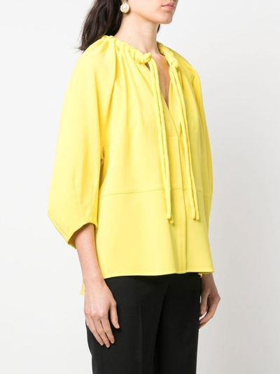 Proenza Schouler Gathered-detail Tie-fastening Blouse In Yellow