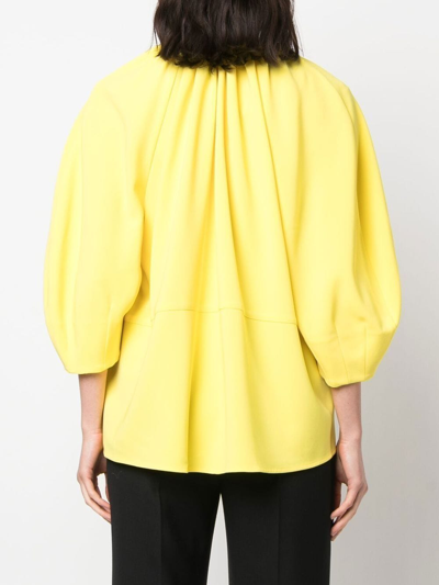Proenza Schouler Gathered-detail Tie-fastening Blouse In Yellow