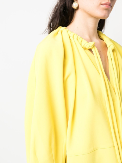 Proenza Schouler Gathered-detail Tie-fastening Blouse In Yellow