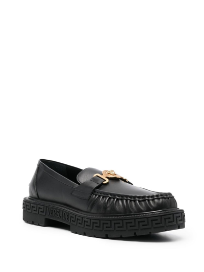 Shop Versace Medusa Biggie Loafers In Black