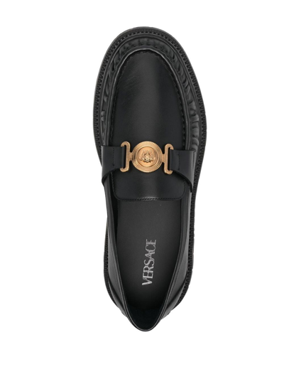 Shop Versace Medusa Biggie Loafers In Black