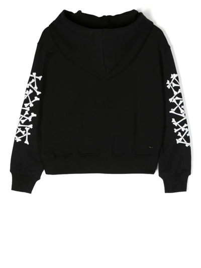 Shop Amiri Bones Logo Cotton Hoodie In Schwarz