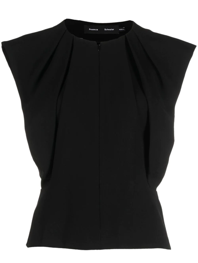 Shop Proenza Schouler Pleat-detail Sleeveless Top In Black
