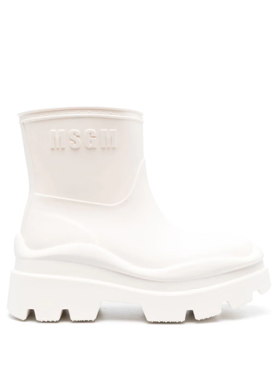 Shop Msgm Ridged-rubber Sole Boots In Weiss
