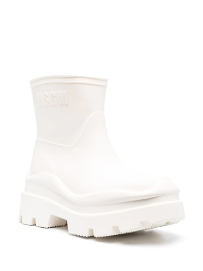Msgm Ridged-rubber Sole Boots In Weiss