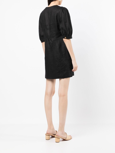 Shop We Are Kindred Lucia Puff-sleeve Buttoned Dress In Black