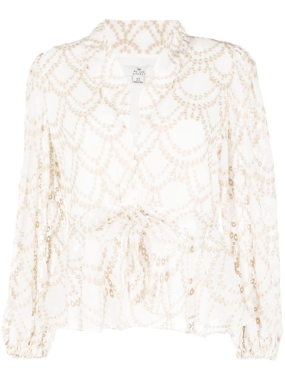 Shop We Are Kindred Sienna Embroidered Peplum Blouse In White