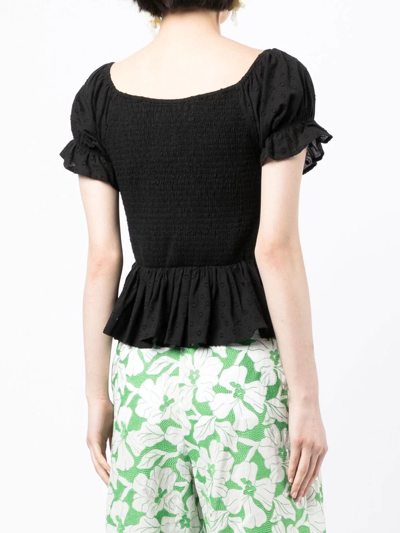 Shop We Are Kindred Giovanna Smocked Peplum Top In Black