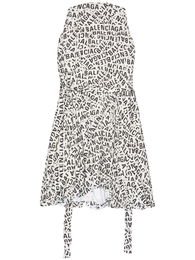 Shop Balenciaga Logo-print Midi Dress In Grau