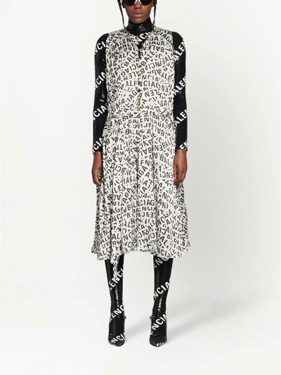 Balenciaga Logo-print Midi Dress In Grau