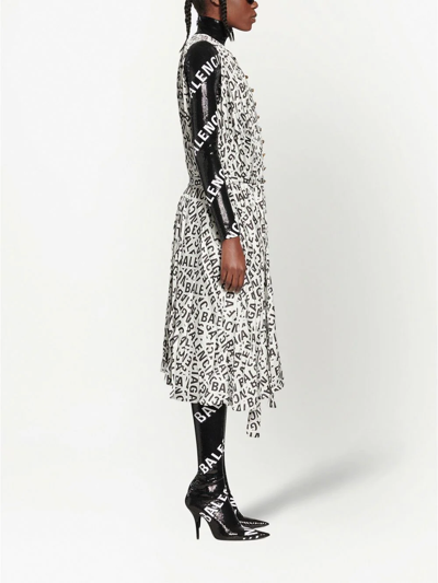 Balenciaga Logo-print Midi Dress In Grau