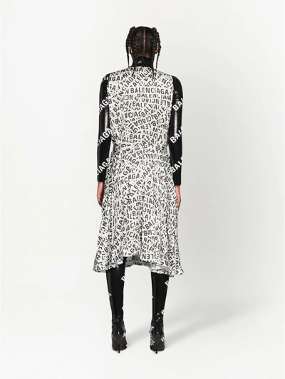 Shop Balenciaga Logo-print Midi Dress In Grau