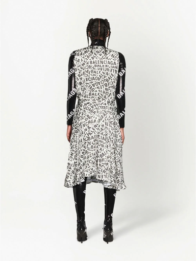 Balenciaga Logo-print Midi Dress In Grau