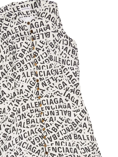 Balenciaga Logo-print Midi Dress In Grau