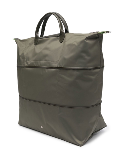 Longchamp Le Pliage Green Expandable Holdall In Green