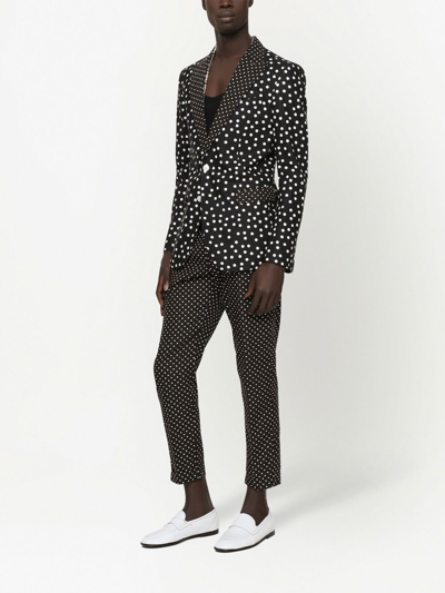 Dolce & Gabbana Polka-dot Print Blazer In Schwarz