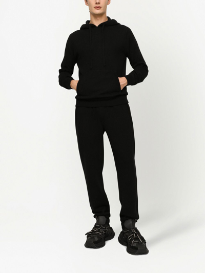 Dolce & Gabbana Dg Logo Cashmere-blend Track Pants In Schwarz