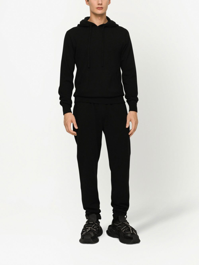 Dolce & Gabbana Dg Logo Cashmere-blend Track Pants In Schwarz