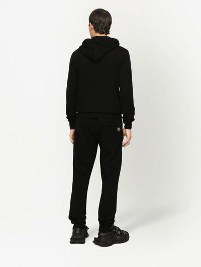 Dolce & Gabbana Dg Logo Cashmere-blend Track Pants In Schwarz