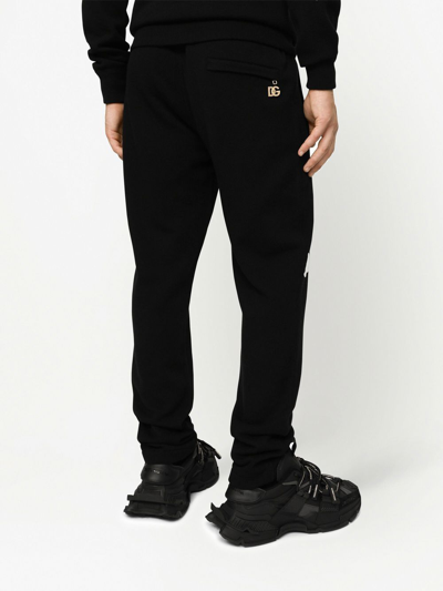 Dolce & Gabbana Dg Logo Cashmere-blend Track Pants In Schwarz