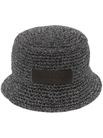 Shop Jw Anderson Logo-patch Bucket Hat In Grey