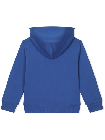 Shop Dolce & Gabbana Logo-tag Zip-up Hoodie In Blau