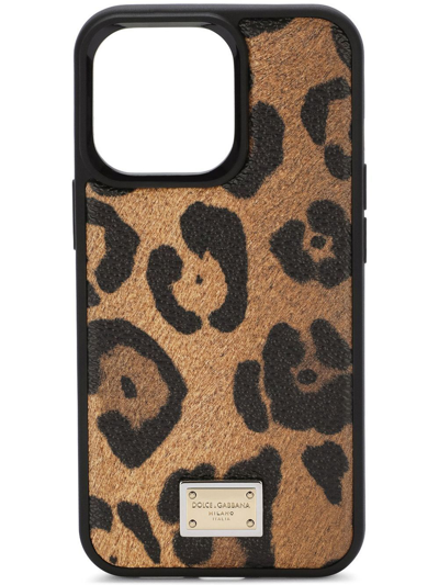 Shop Dolce & Gabbana Leopard-print Iphone 13 Case In Braun