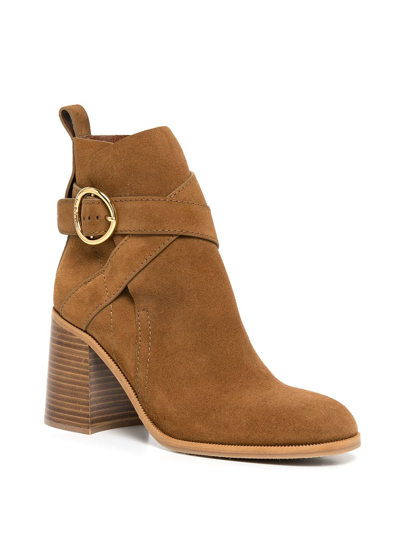Shop See By Chloé Lyna Suede Ankle Boots In Nude