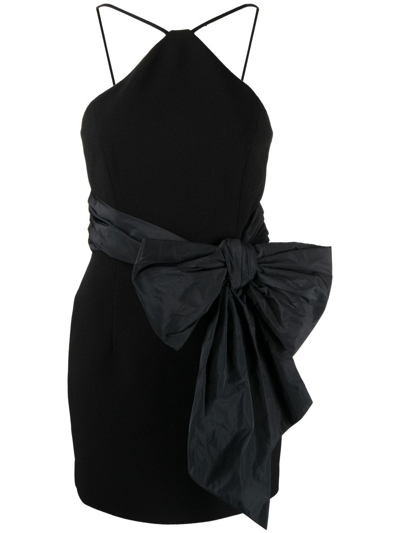 Shop Rebecca Vallance Grace Bow-embellished Minidress In Black