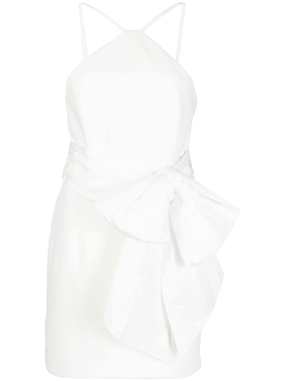 Shop Rebecca Vallance Grace Bow-detail Halterneck Minidress In White