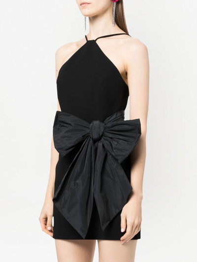 Shop Rebecca Vallance Grace Bow-embellished Minidress In Black