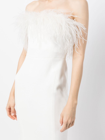 Shop Rebecca Vallance Grace Feather-trim Gown In White
