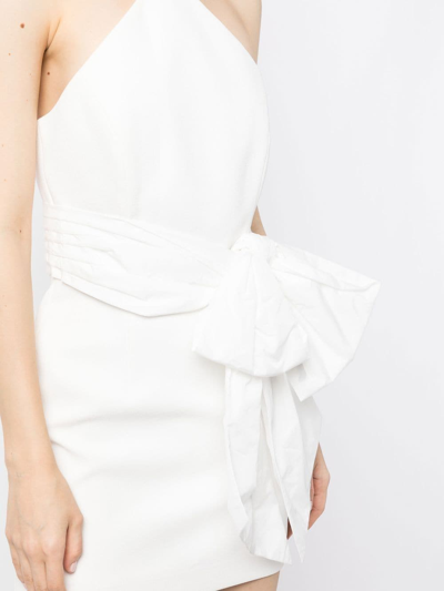 Shop Rebecca Vallance Grace Bow-detail Halterneck Minidress In White