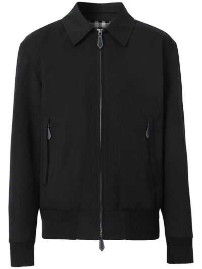 Shop Burberry Harrington Gabardine Cotton Jacket In Black